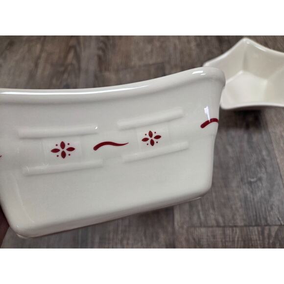 Longaberger Woven Traditions Red Star Shaped Bowl Large Small Pair Lot of 2 - Picture 3 of 6